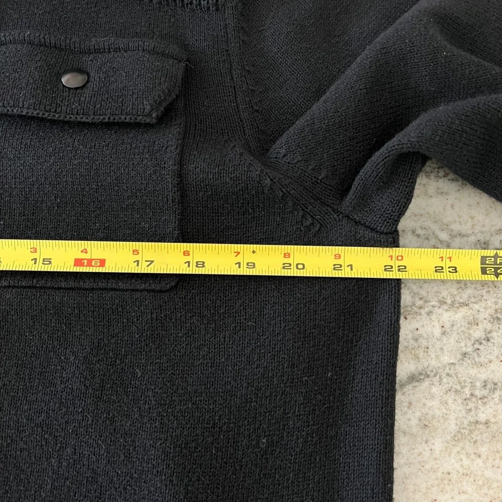 Banana Republic Black Full Zip Mock Neck Sweater Men XL Modern Rib Jacket Preppy